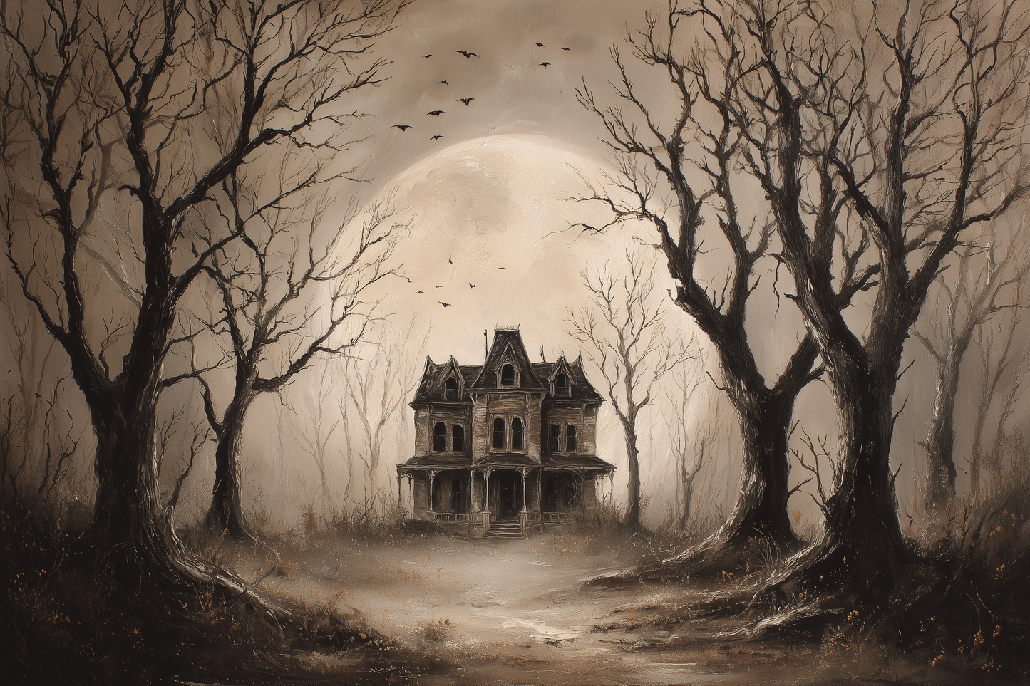 Forgotten Manor Among Barren Trees