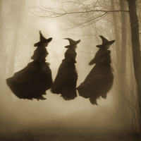 Witches Gather In Misty Woods