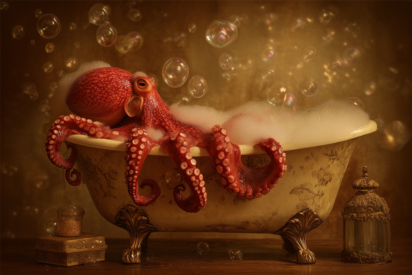 Octopus Takes A Vintage Bath