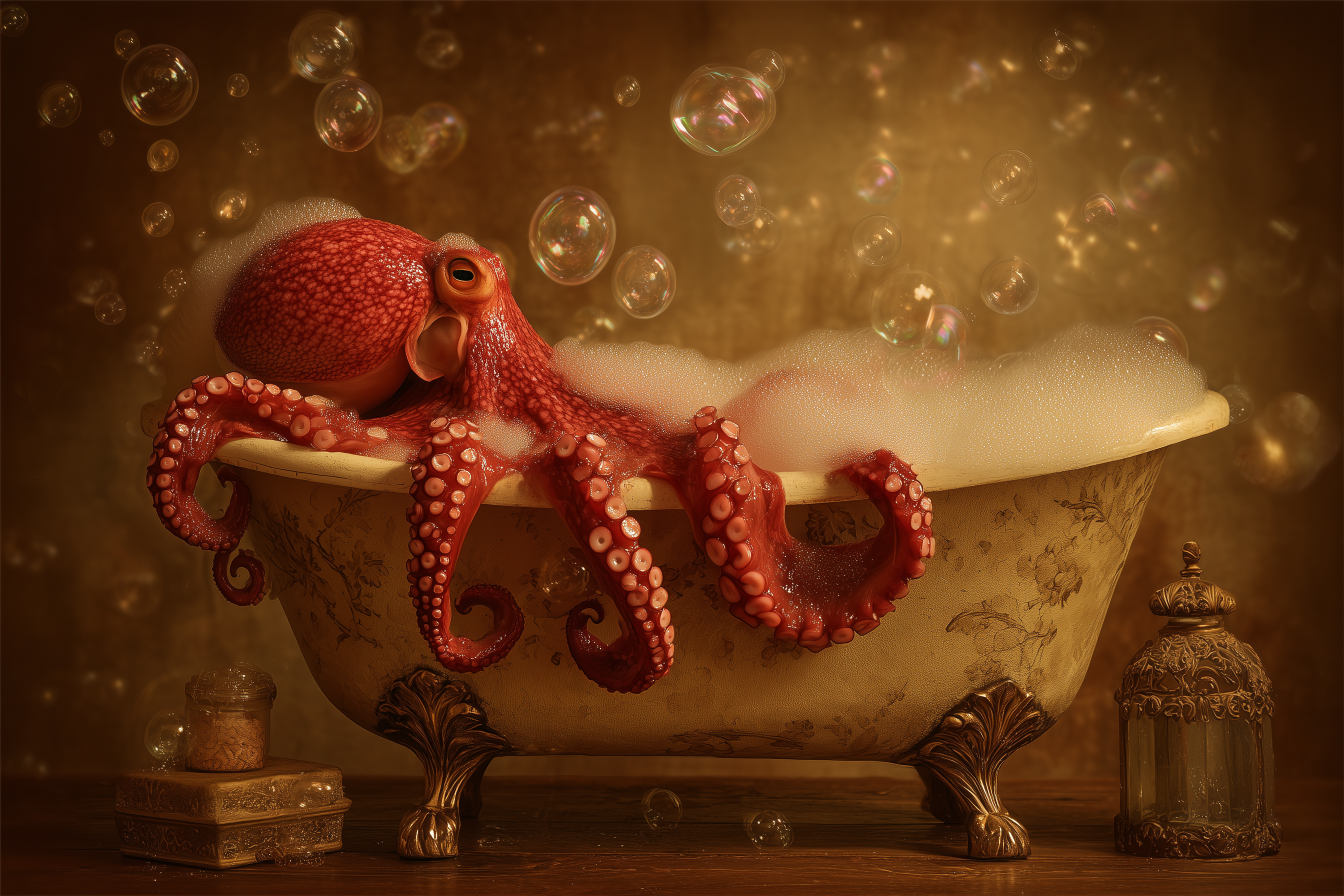 Octopus Takes A Vintage Bath