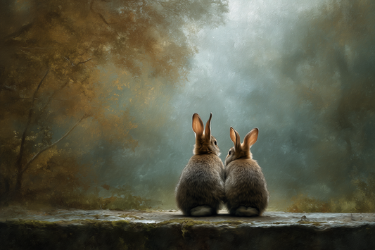 Quiet Companions In Misty Forest