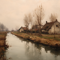 Quiet Stream Beside Forgotten Cottages