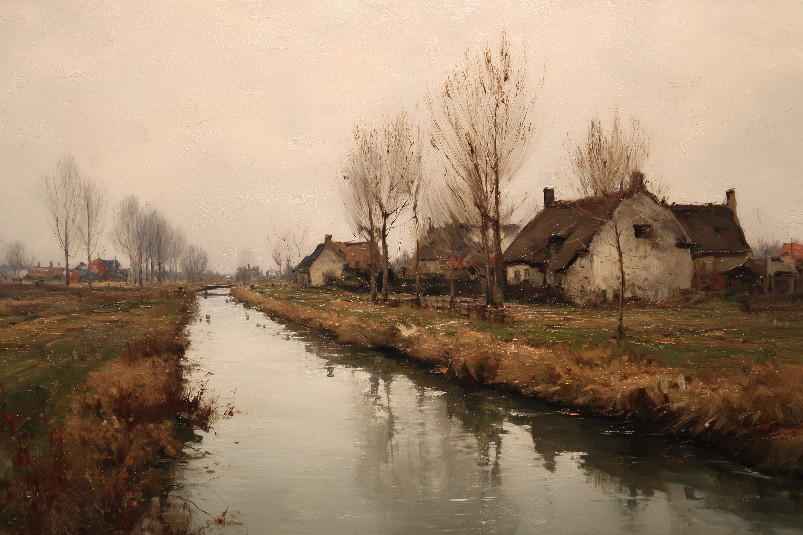 Quiet Stream Beside Forgotten Cottages