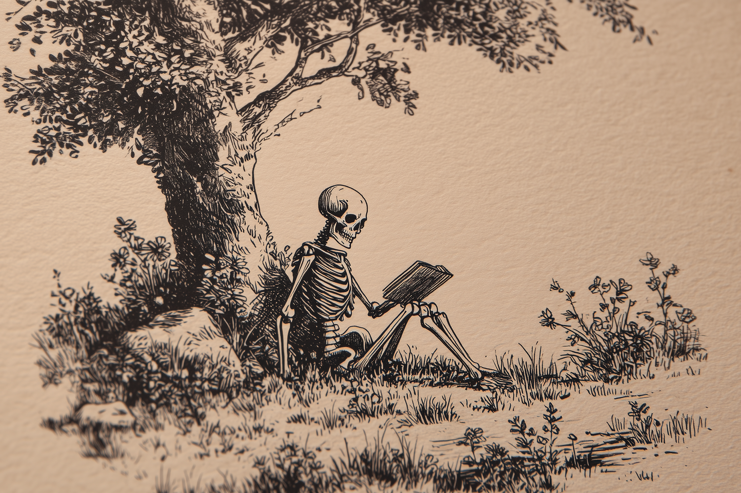 Eternal Reader Under Oak Boughs