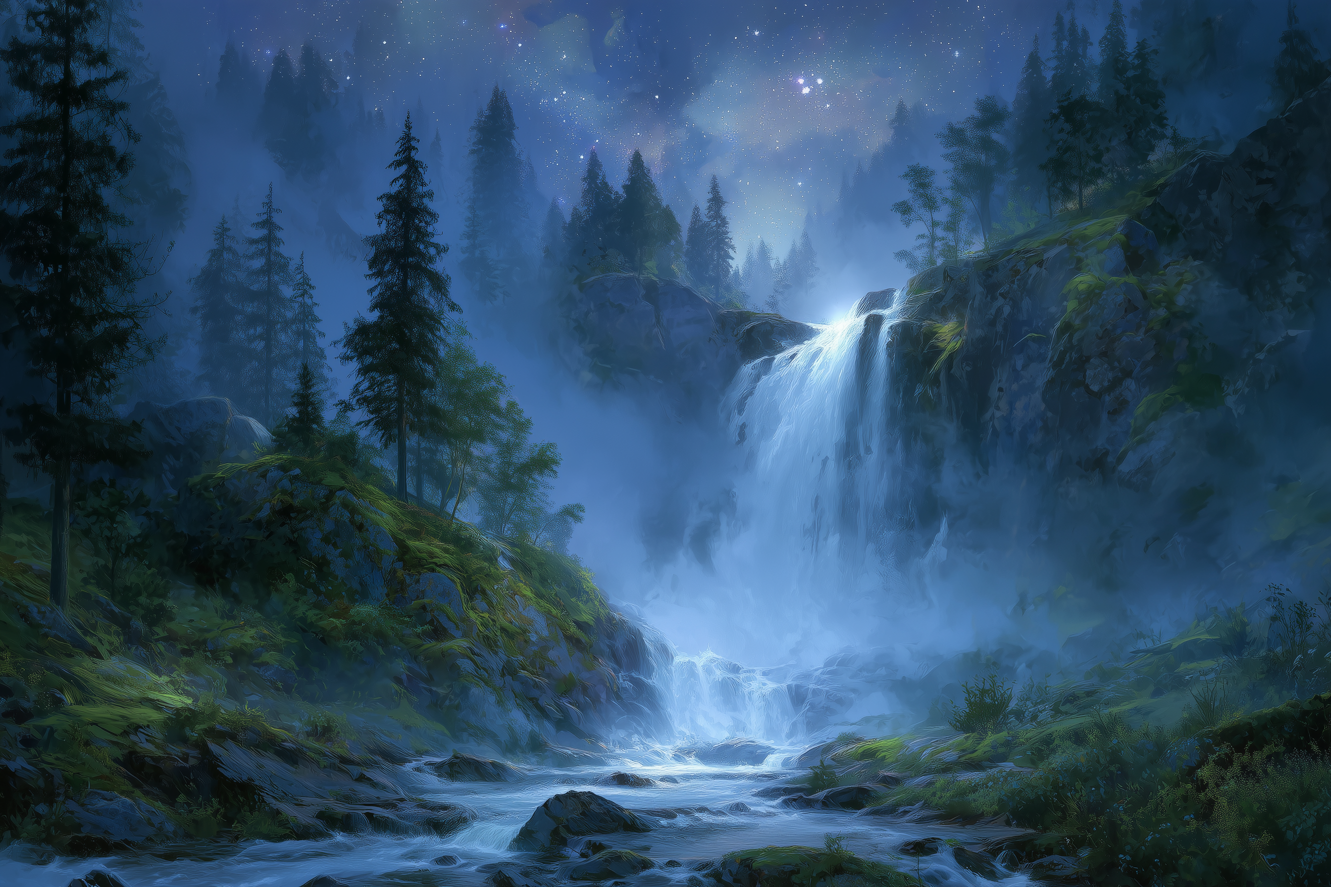 Cascading Secrets Of Midnight Forest