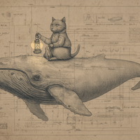 Cat Sailor Charts Ocean Dreams