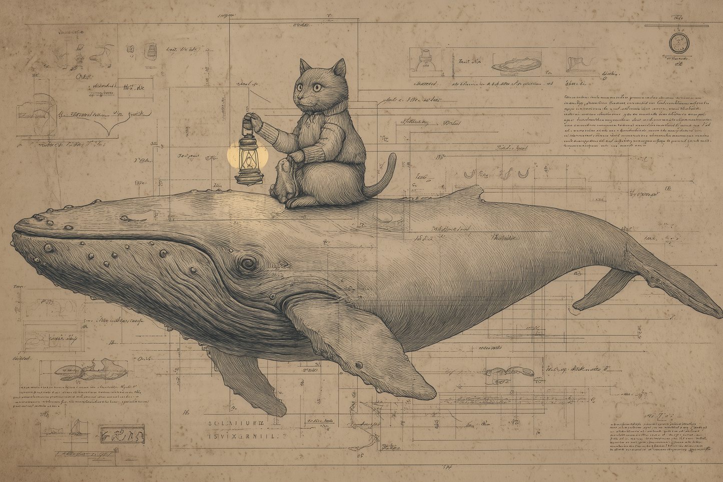 Cat Sailor Charts Ocean Dreams