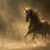 Mythic Gallop Through Golden Dust