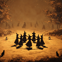Autumn Coven Gathers By Moonlight