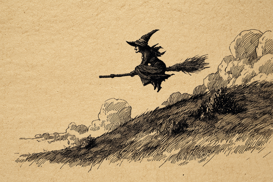 Midnight Flight Over Hillside Clouds