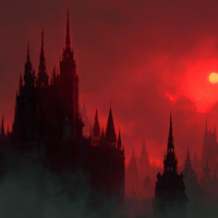 Crimson Spires Under Blood Moon