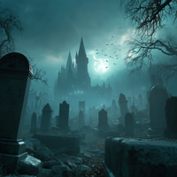 Moonlit Spires Beyond Ancient Graves