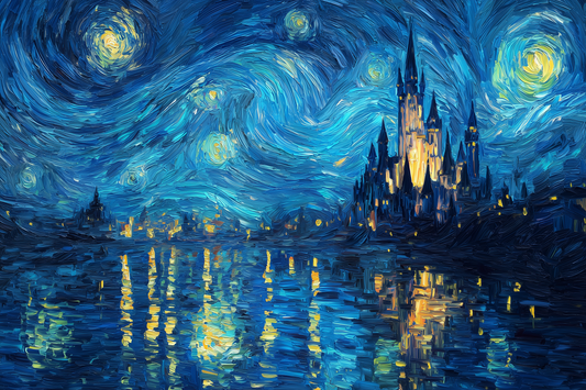 Castle Dreams Under Swirling Skies