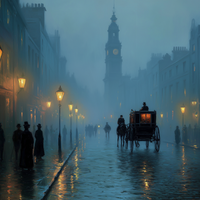 Lantern Mist On Cobblestone Passage