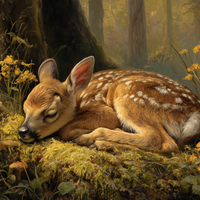 Fawn Dreams Among Golden Blooms