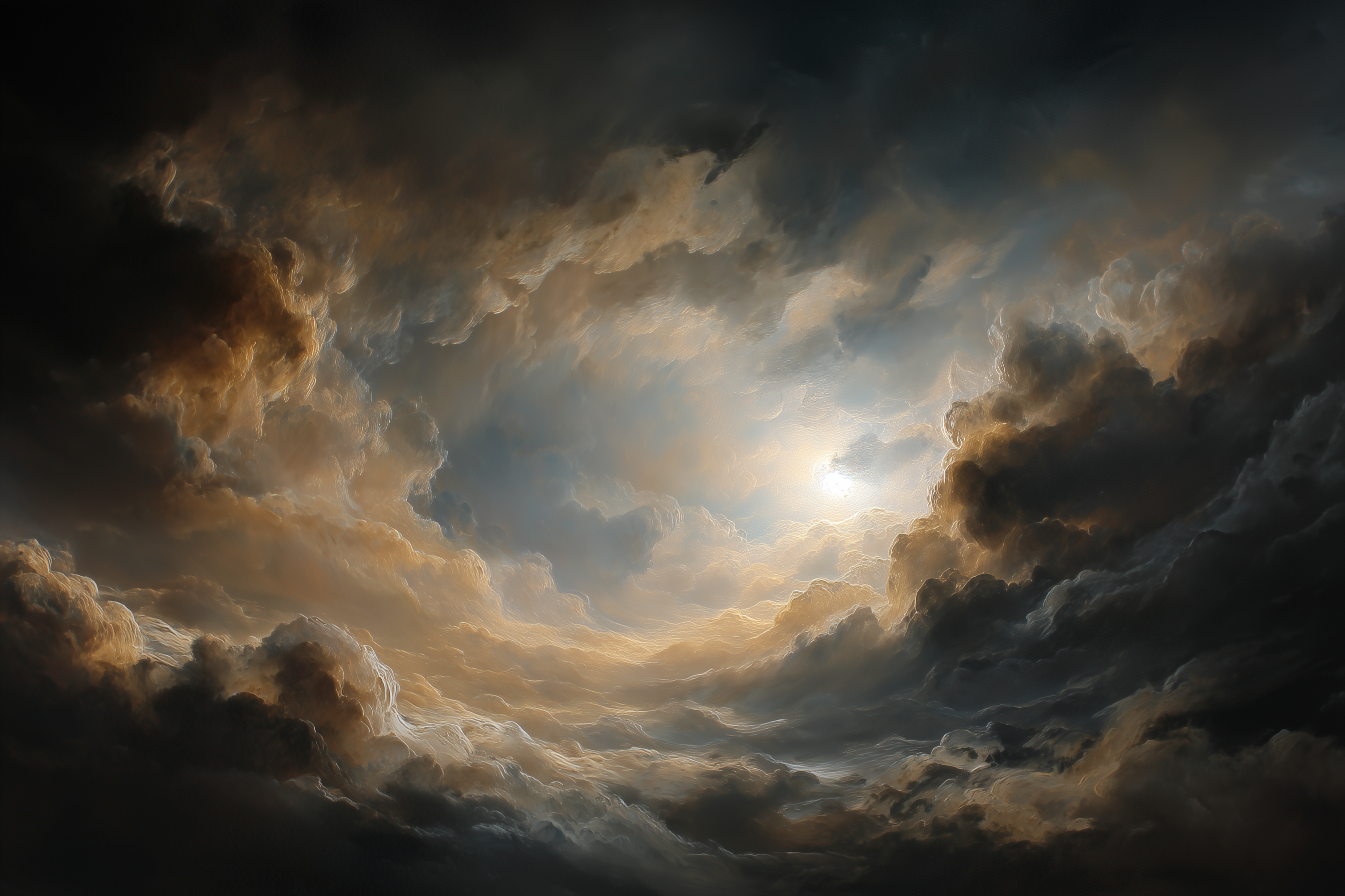 Borrowed Light Between Storm Clouds