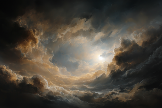 Borrowed Light Between Storm Clouds