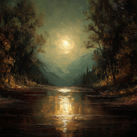 Moonlit River Between Ancient Trees
