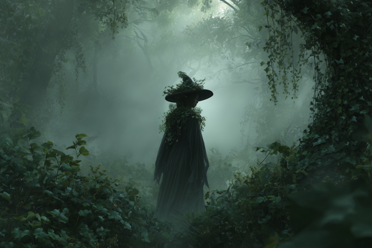 Mist Wanderer Among Ancient Trees