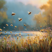 Bees Dance Through Meadow Light