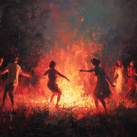 Firelit Dancers Circle Ancient Ritual