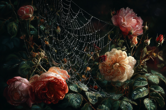 Roses Caught In Morning Dew