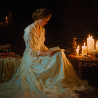 Reading By Candlelight's Gentle Glow