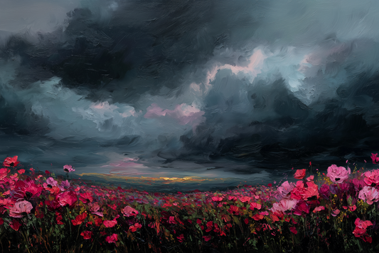 Storm Blooms Against Darkened Sky