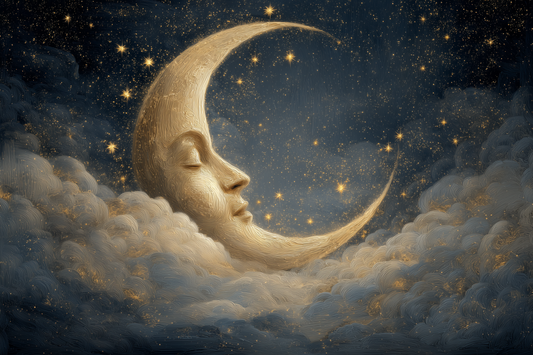 Crescent Dreams Among Starry Skies