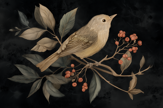 Songbird Among Autumn Berries