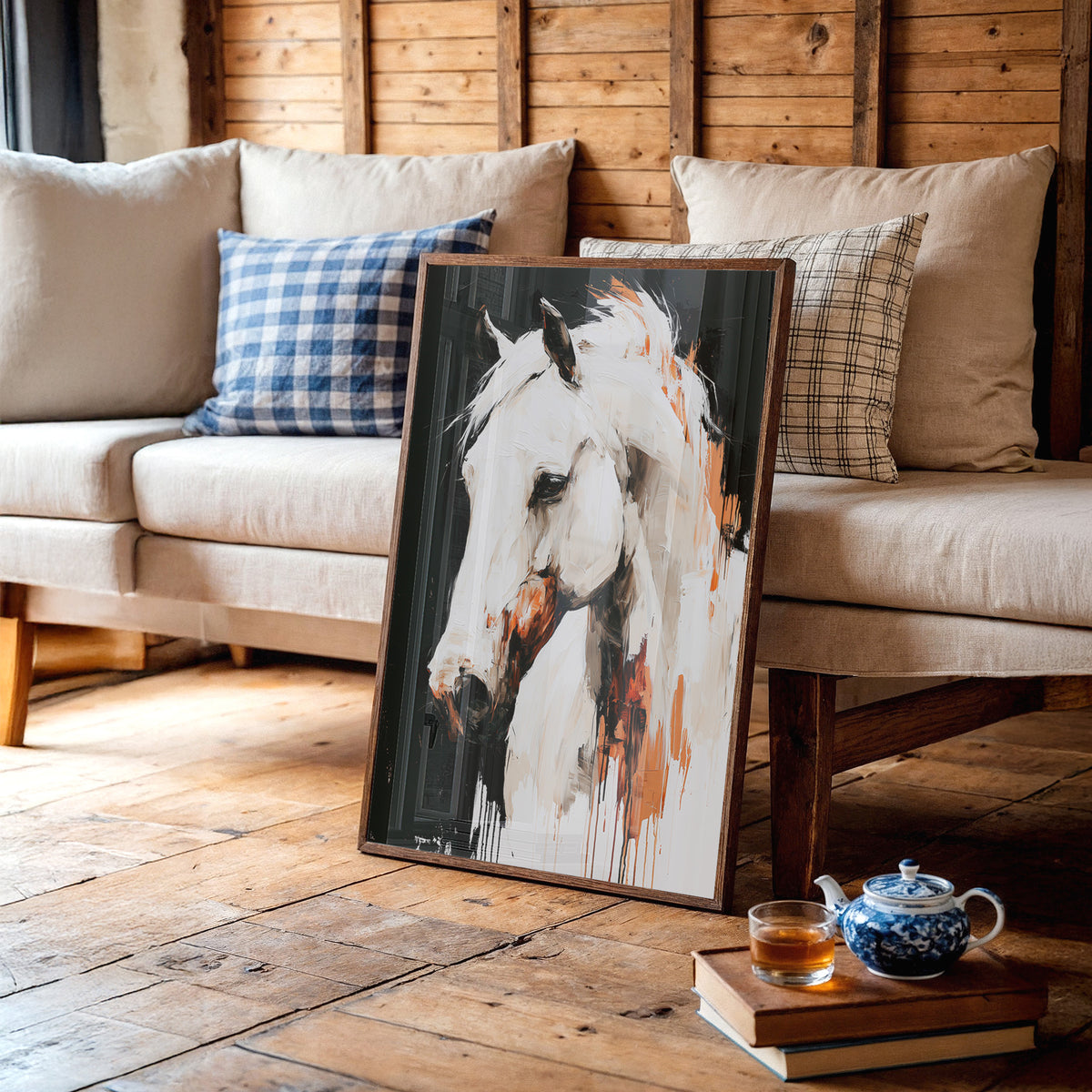 White Stallion in Amber Light