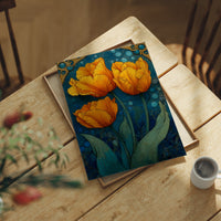 Three Tulips in a Tiled Dream