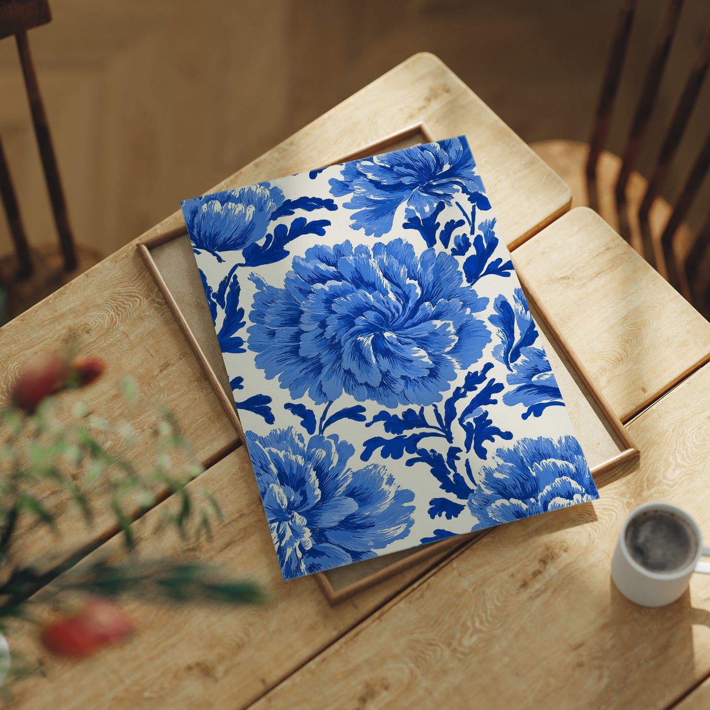 Blue Peonies on Fine China