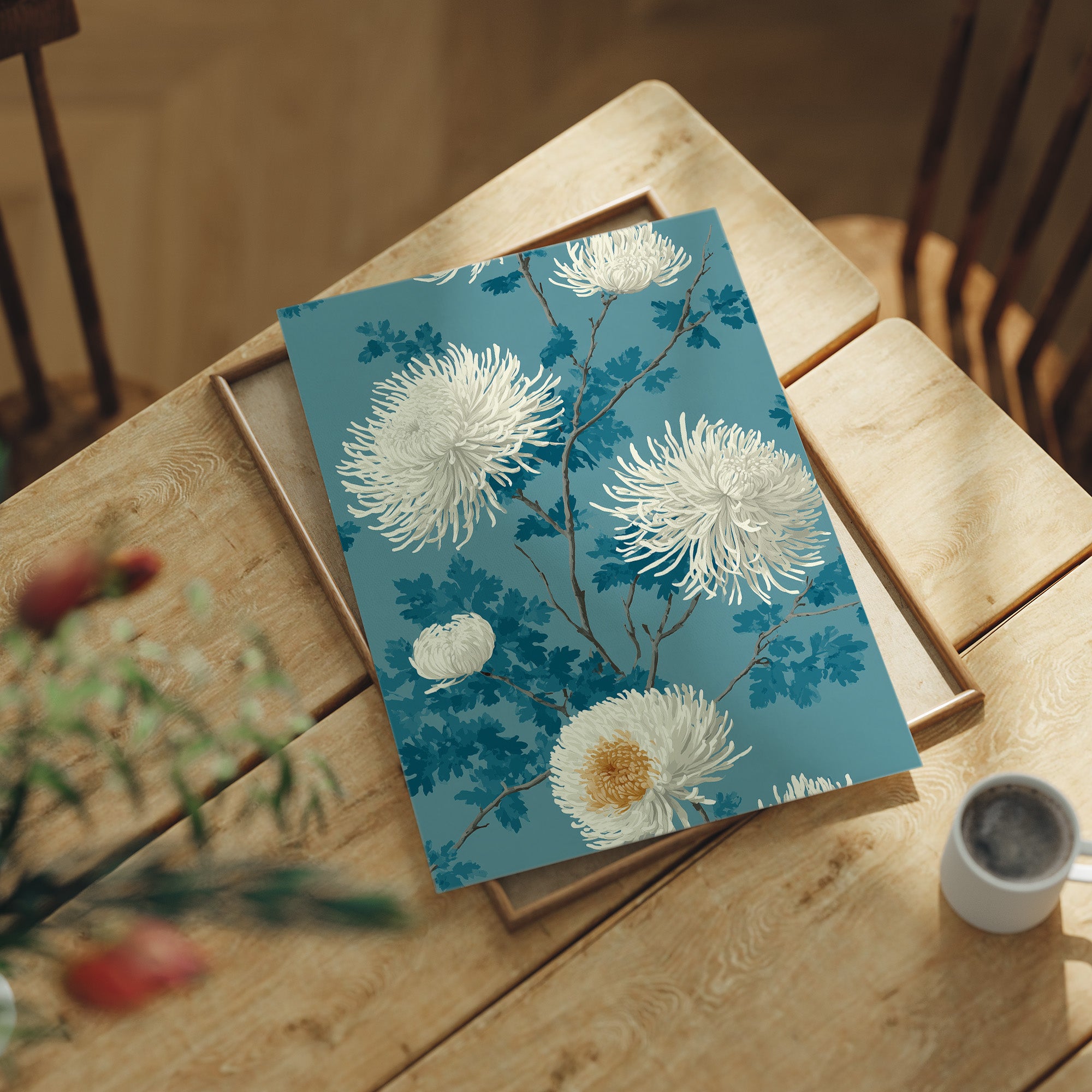 White Chrysanthemums on Still Water