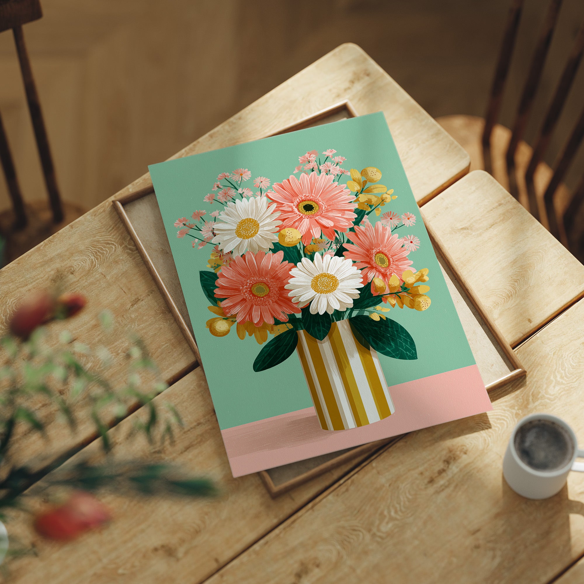 Sunday Flowers in a Striped Vase