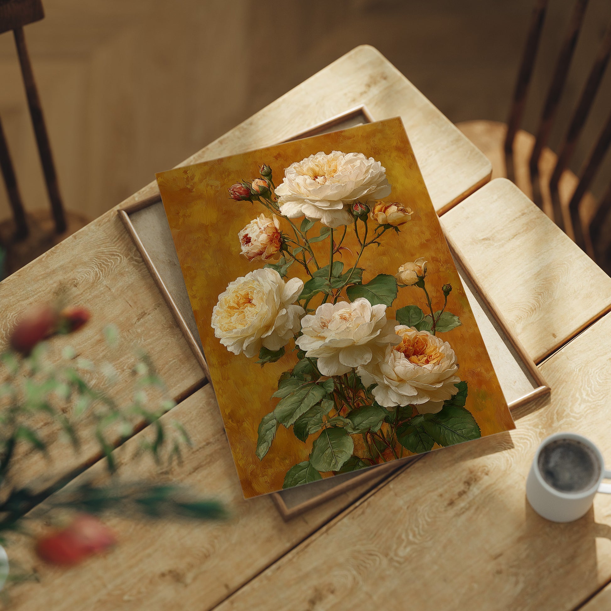 Cream Roses on a Golden Afternoon