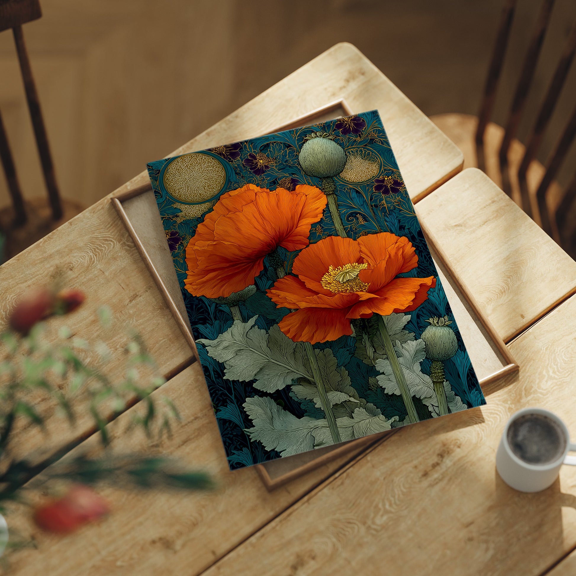 Poppies Under a Gold Moon
