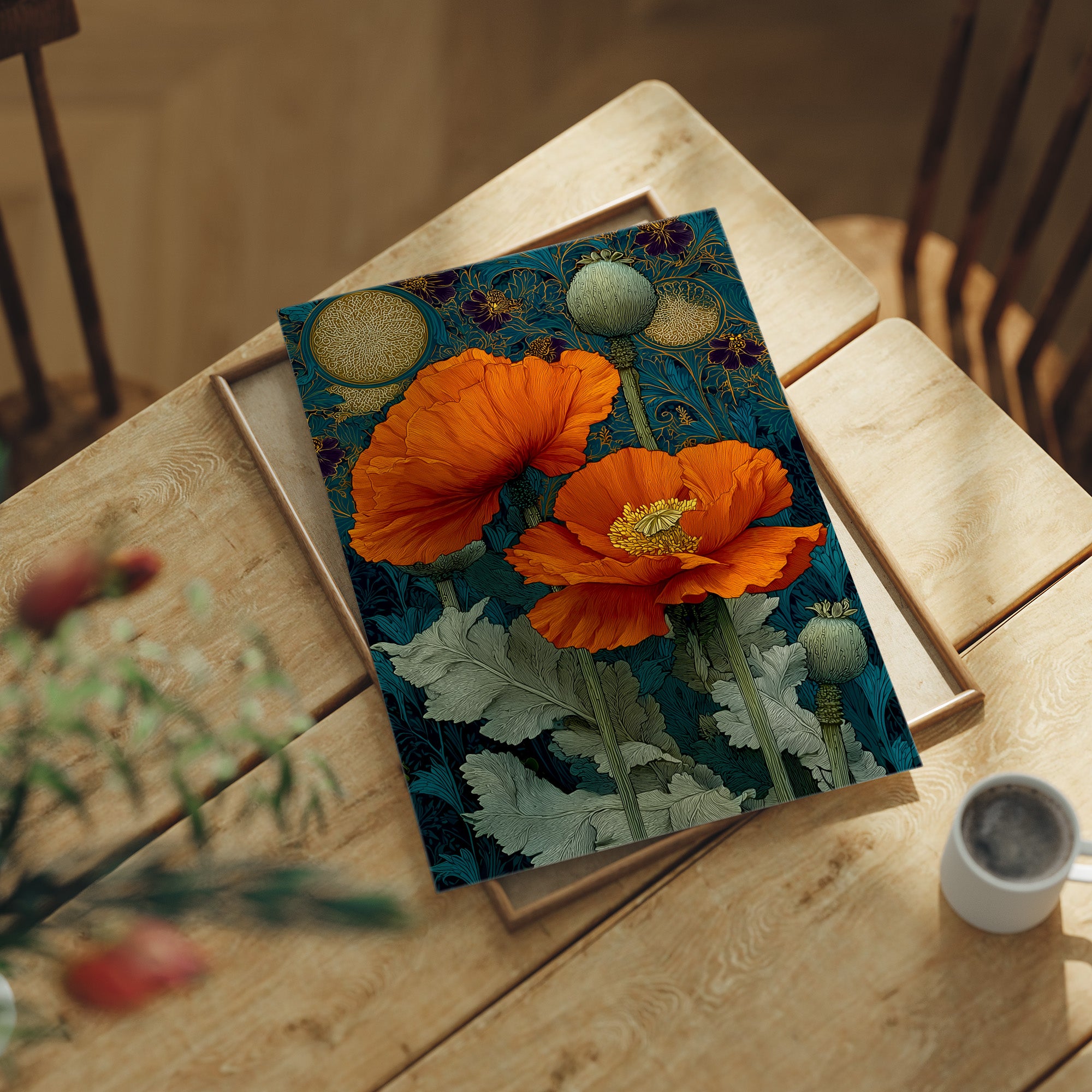 Poppies Under a Gold Moon
