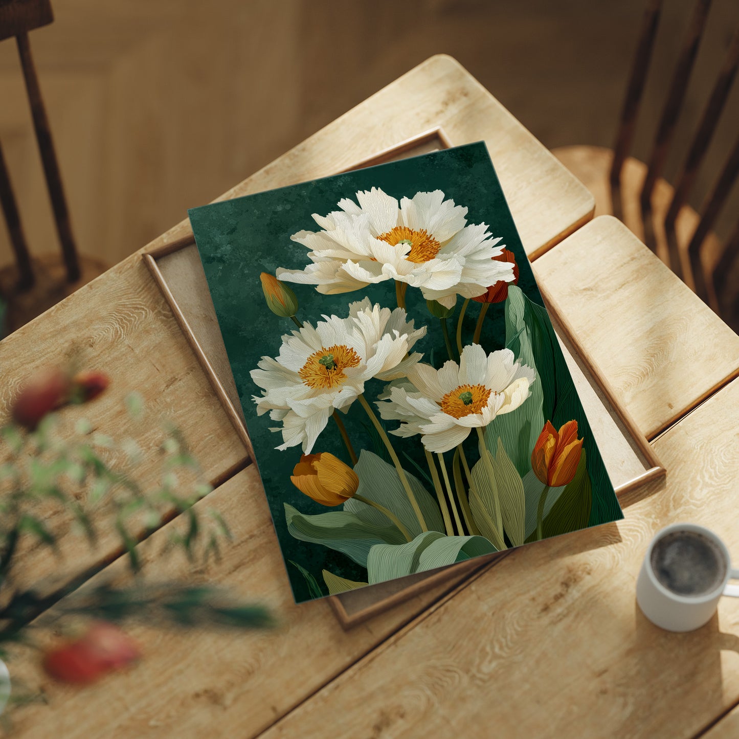 White Peonies and a Few Good Tulips