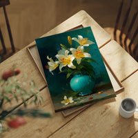 White Lilies in a Turquoise Vase