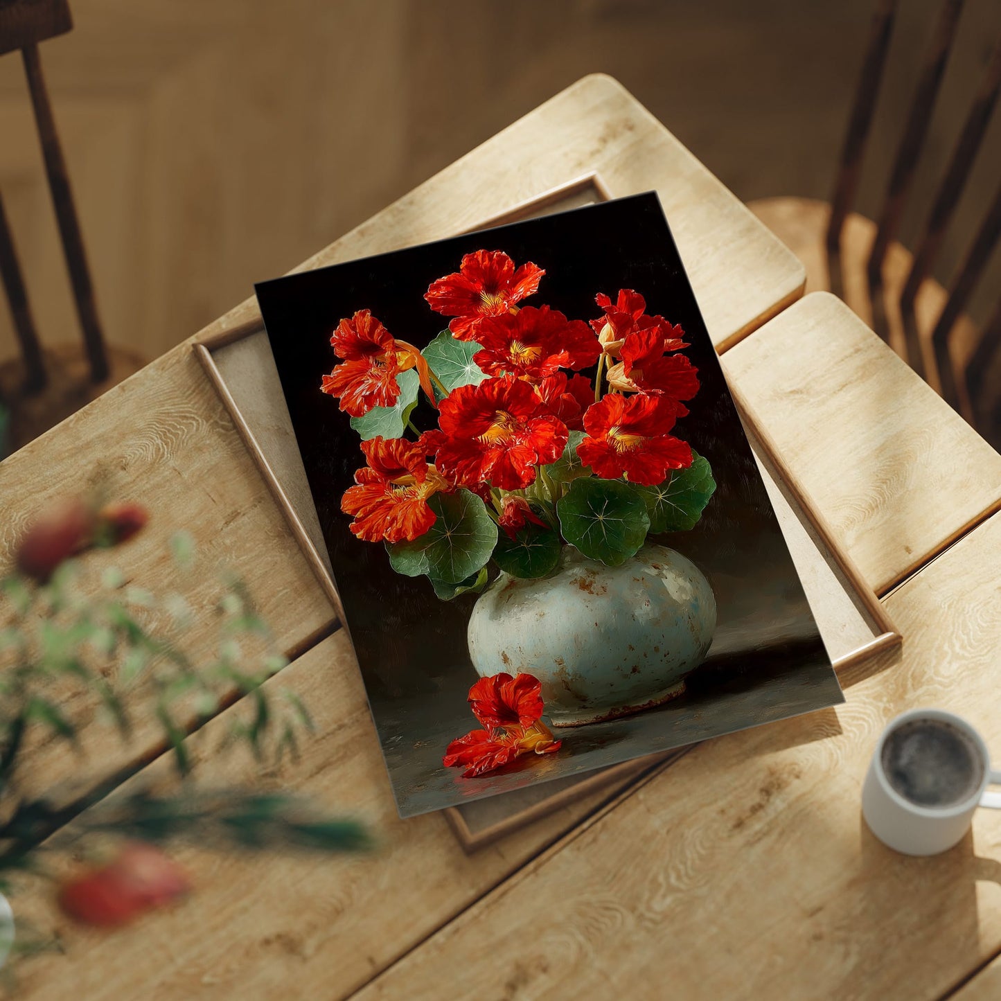 Nasturtiums in a Weathered Vessel