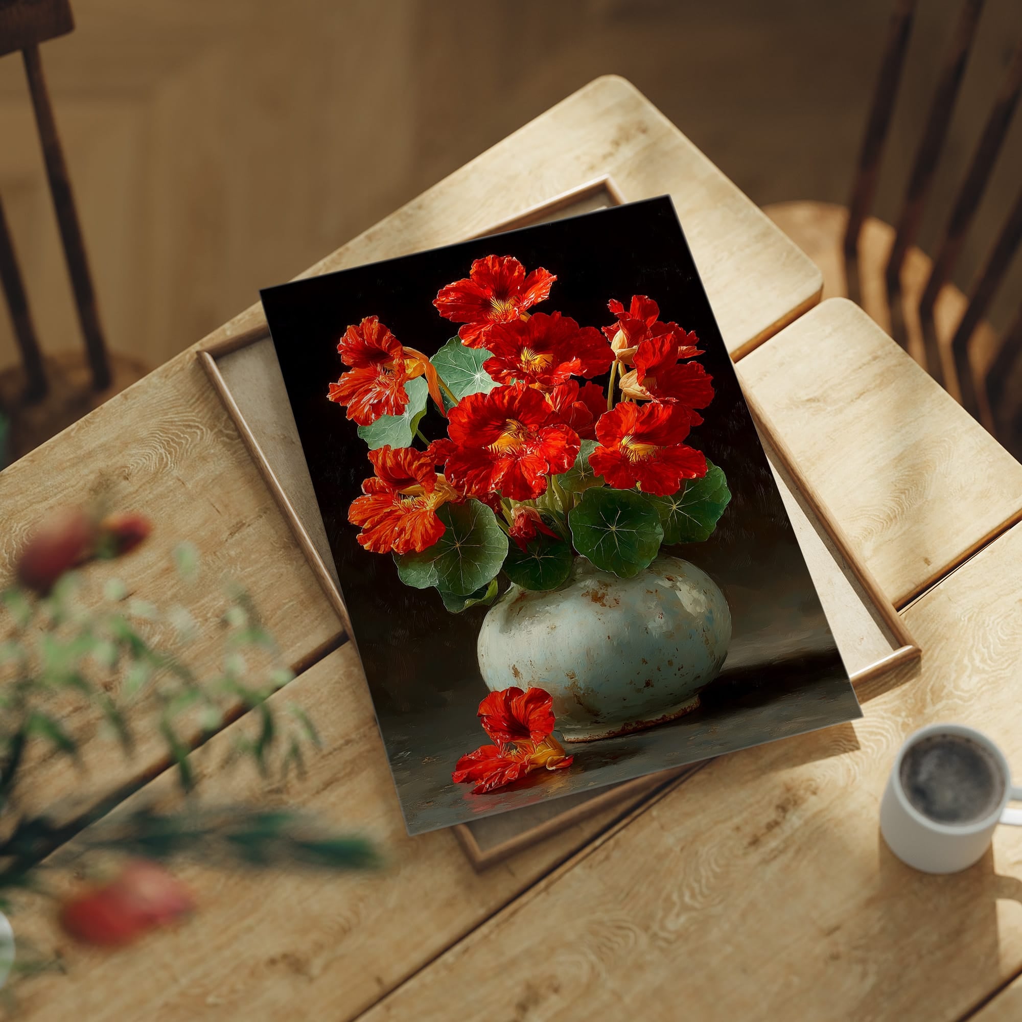 Nasturtiums in a Weathered Vessel