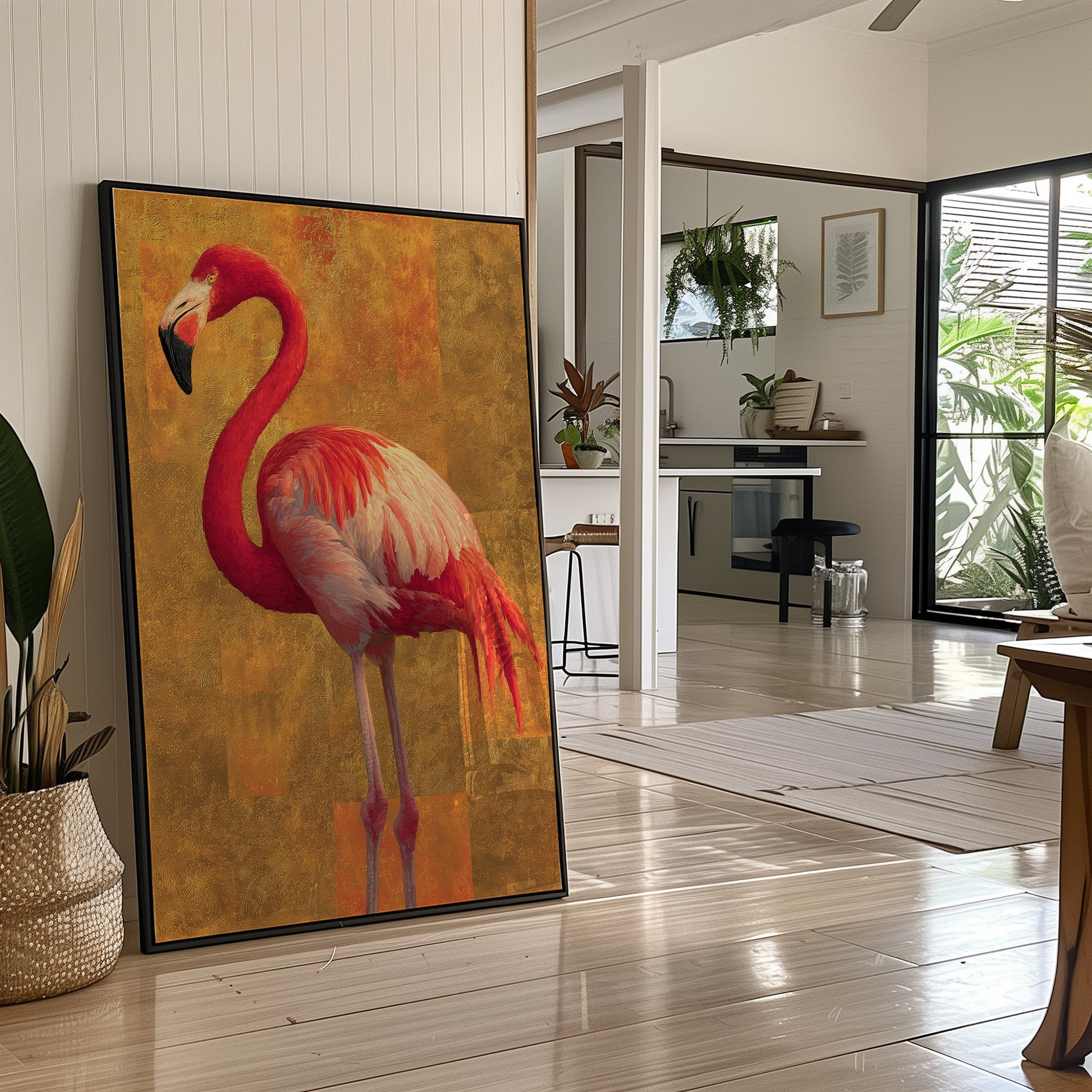 Flamingo in Gold Light