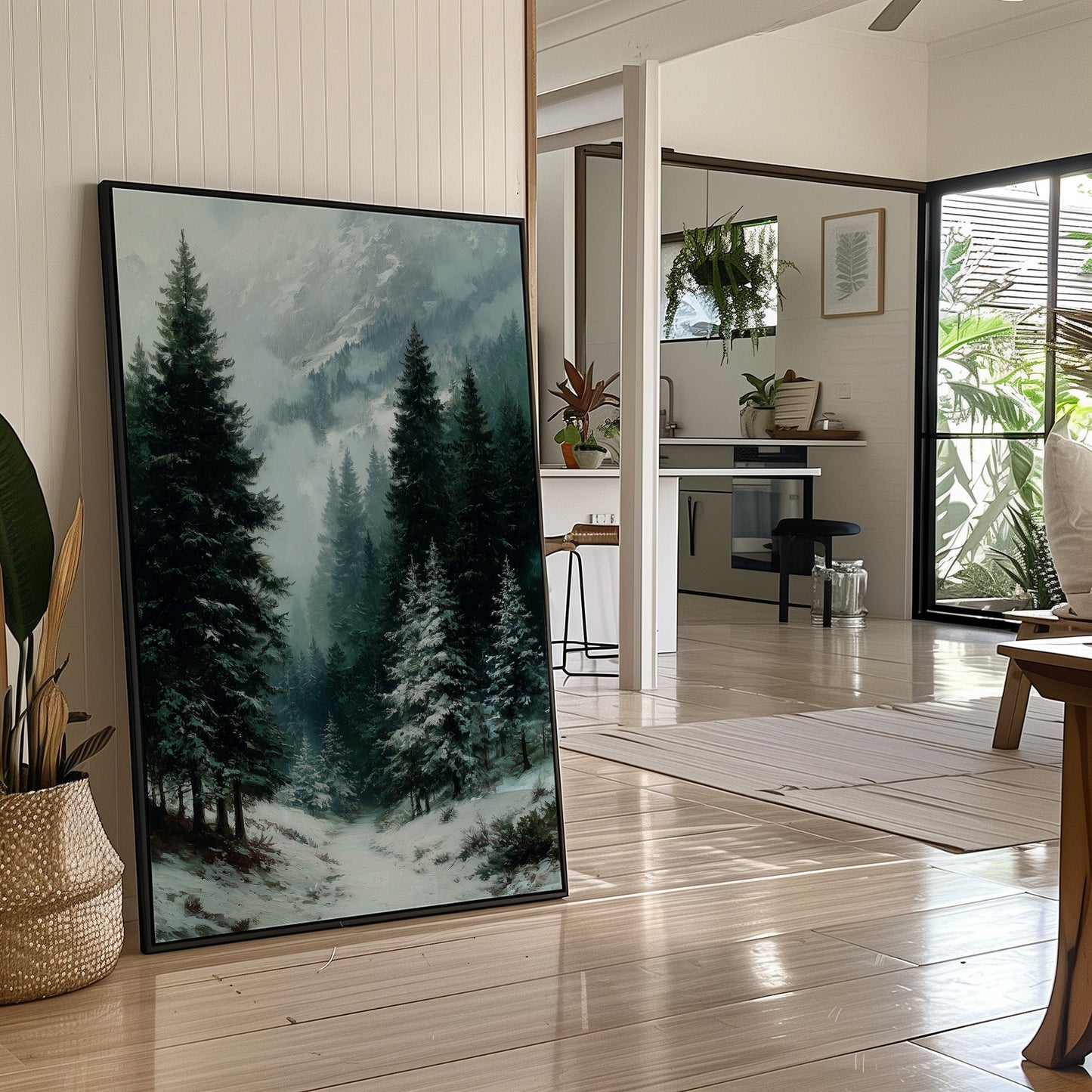 Snowbound Path Through the Pines