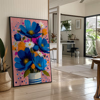Cobalt Blooms in a Striped Vase