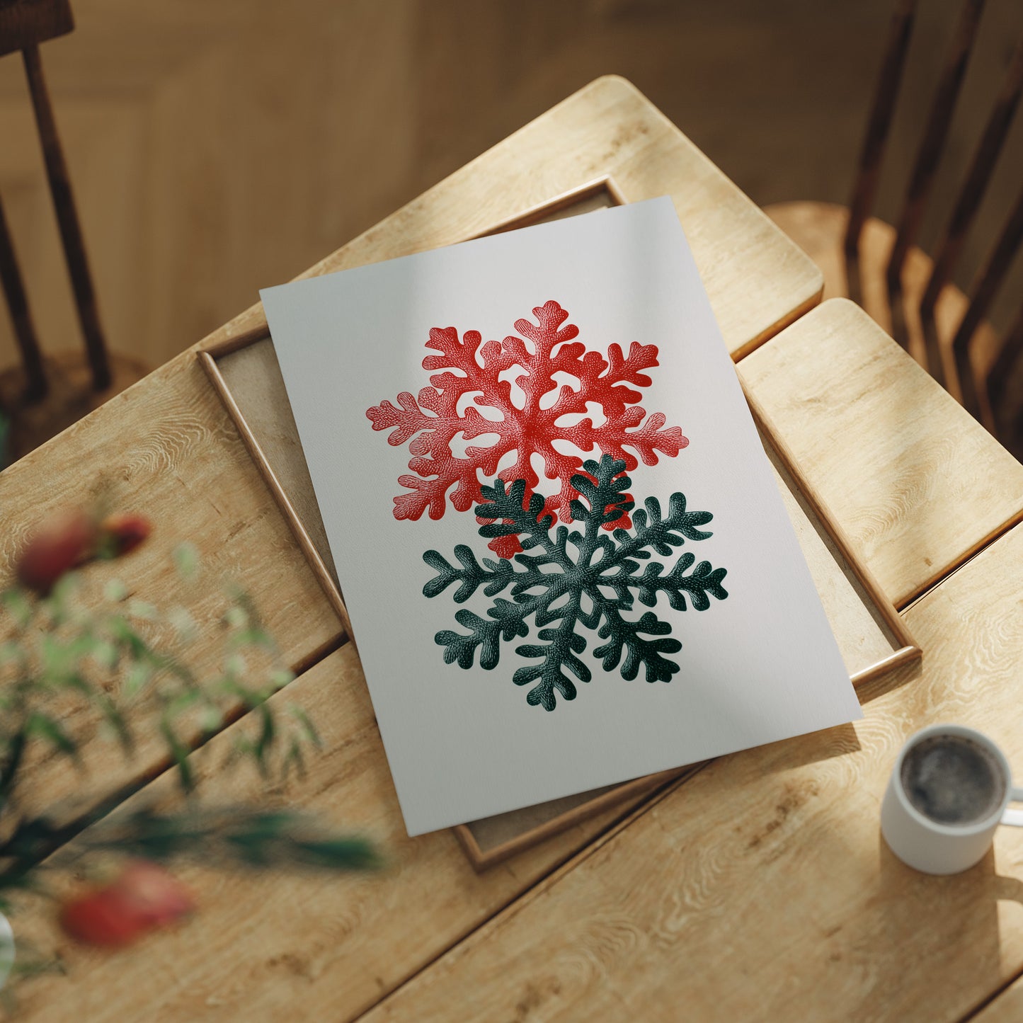 Two Snowflakes, Christmas Colors