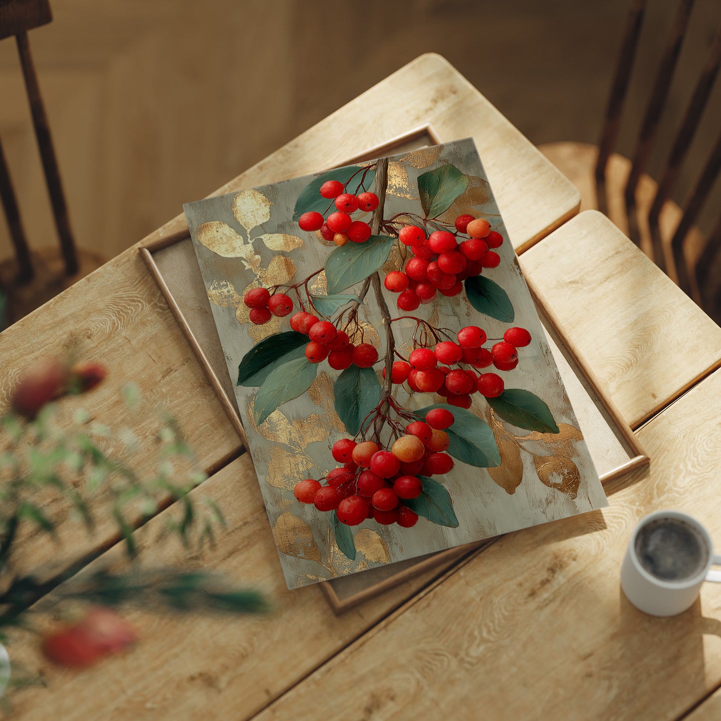 Winterberries and Gold Leaf