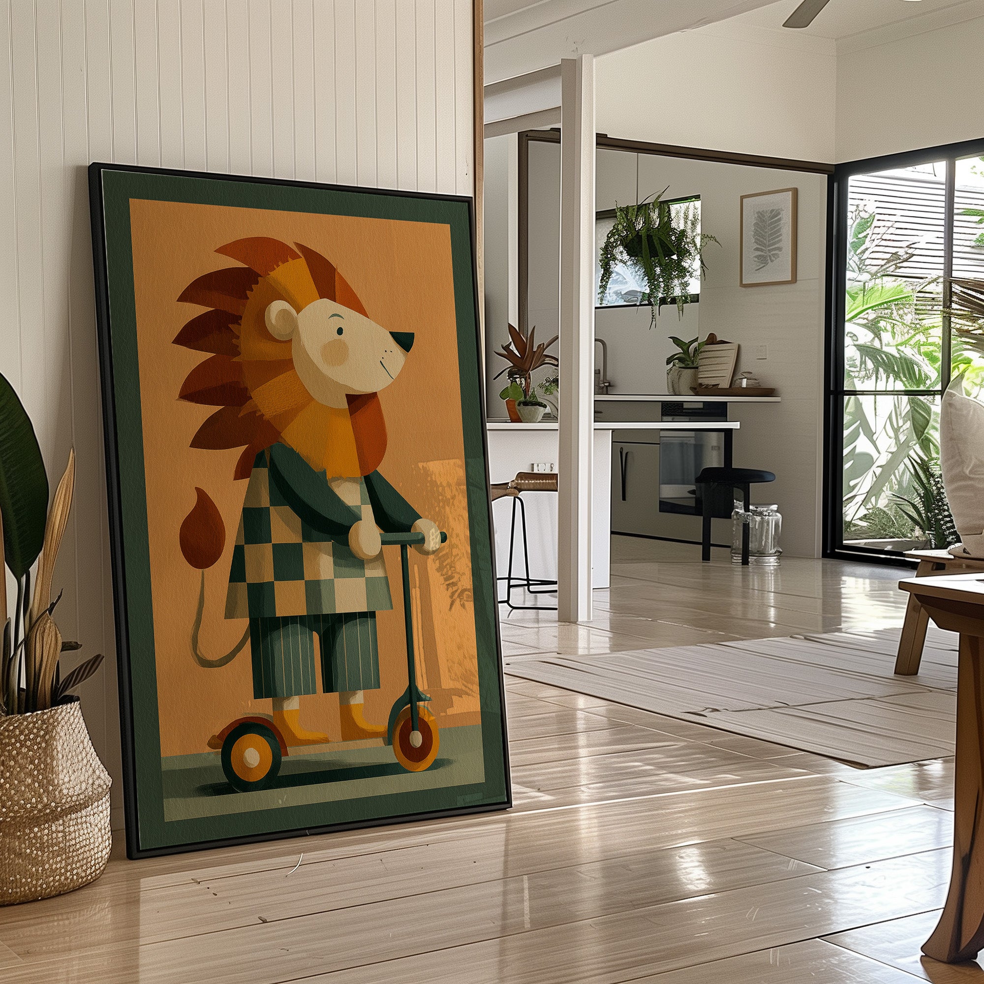Lion on a Scooter Ride