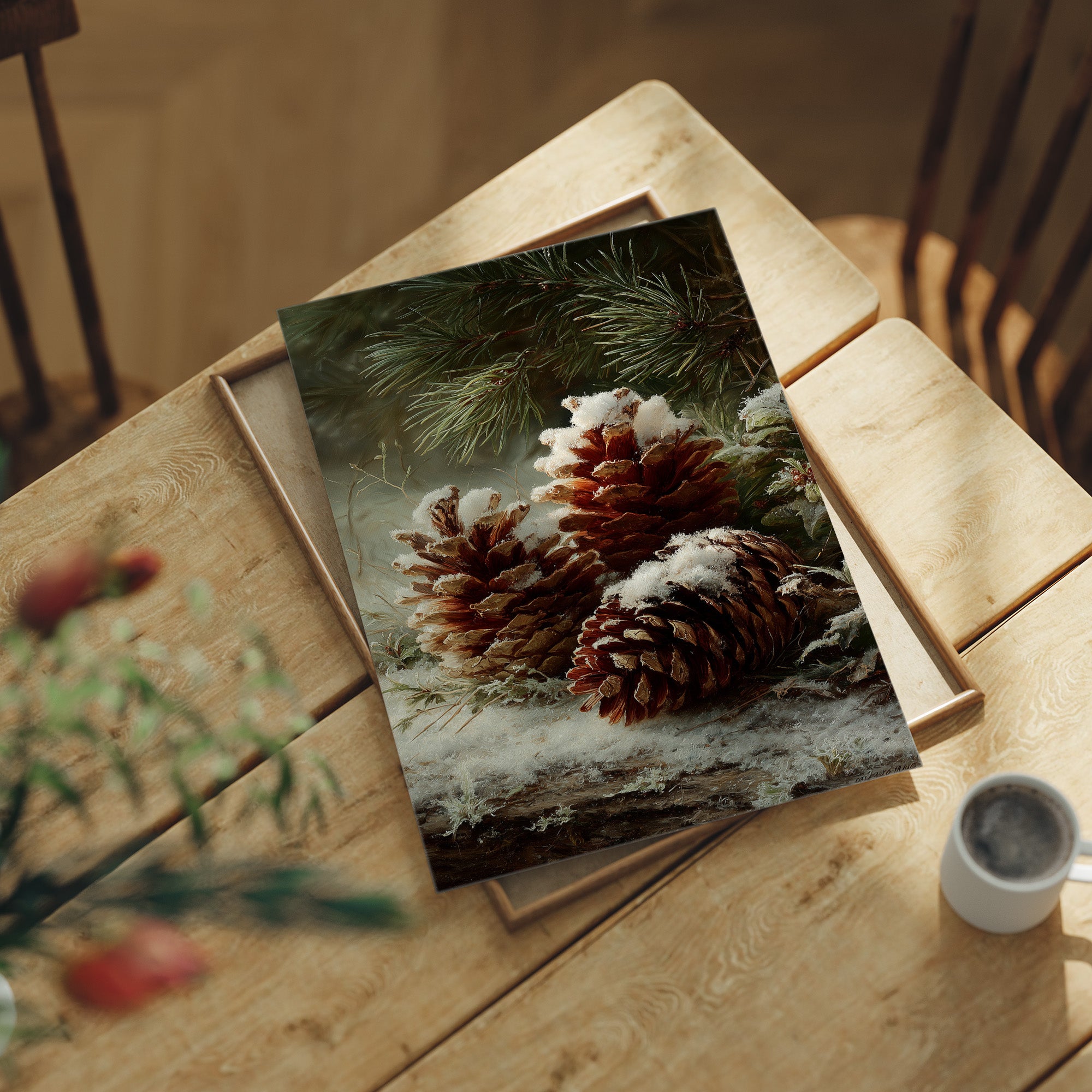Pinecones Dusted in Snow