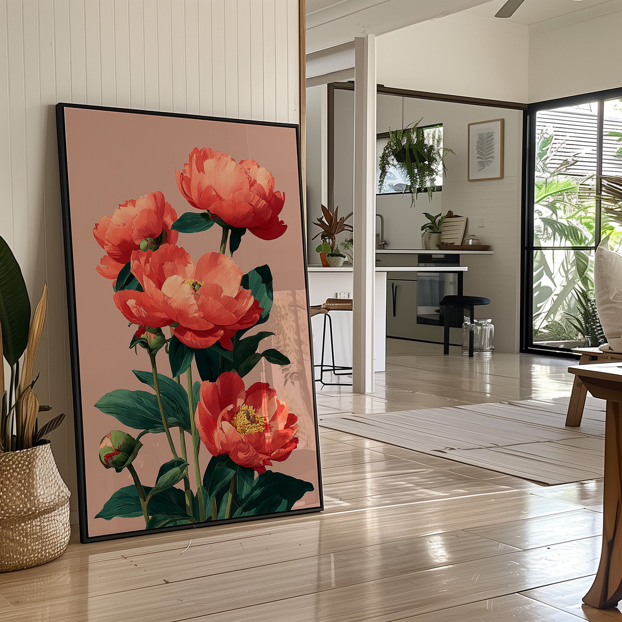 Coral Peonies in Bloom